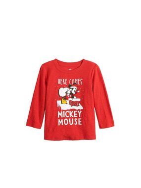 Jumping Beans Baby Boy Christmas Mickey Mouse Santa Graphic Tee 12M